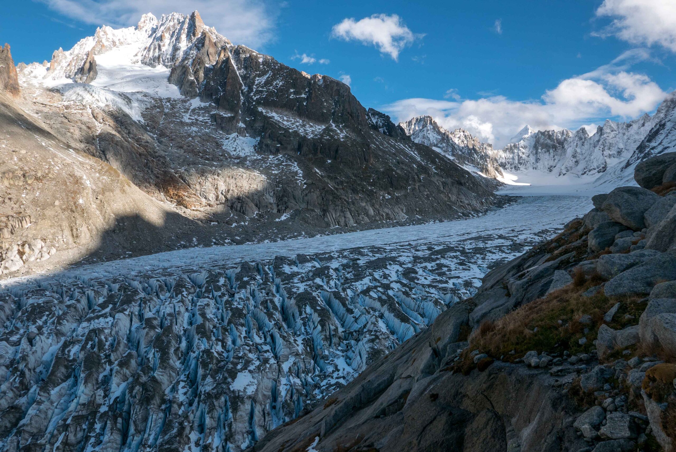 Vlakke deel van de Glacier d’Argentière, oktober 2022.