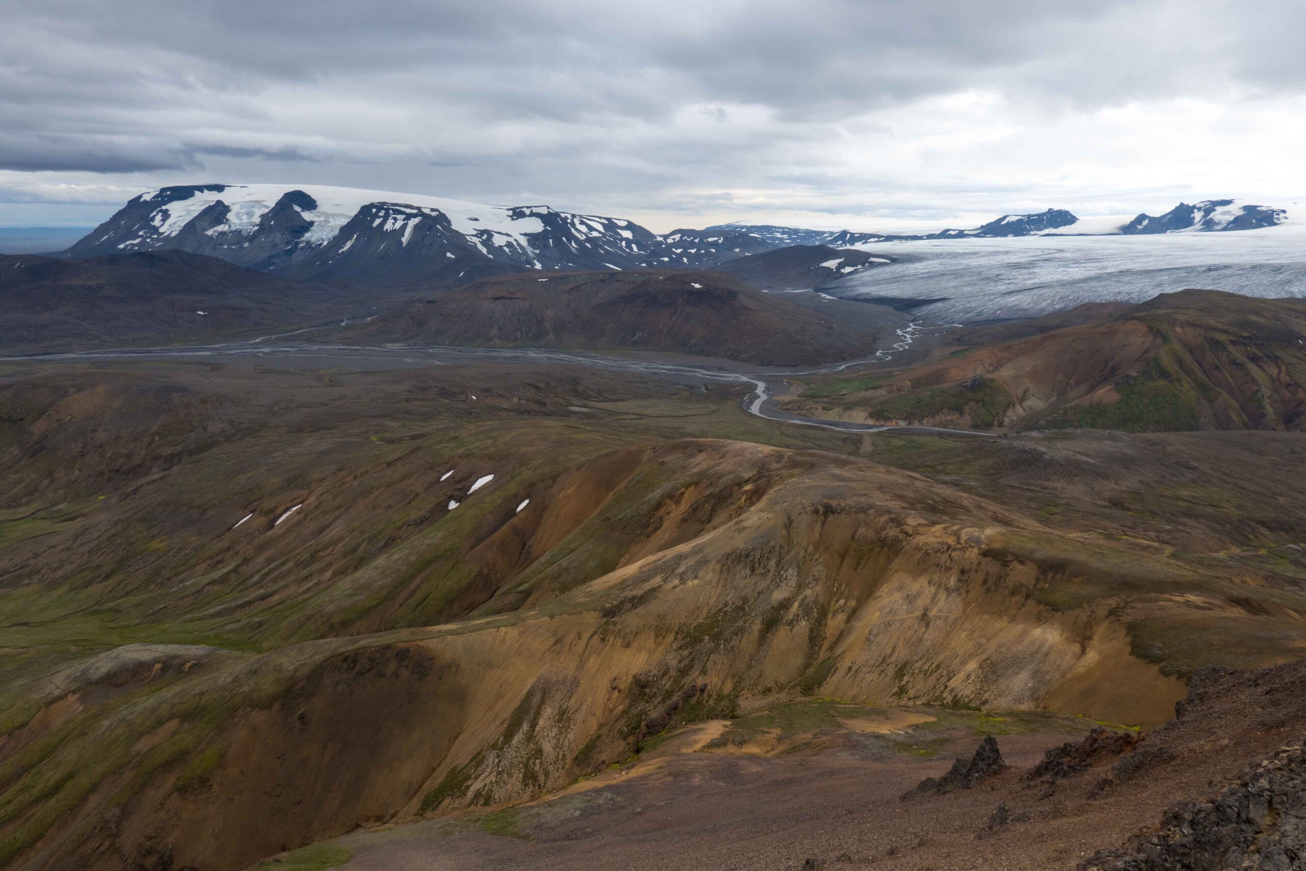 Landschap ten oosten van de Langjökull waar de Kjalvegur doorheen loopt.