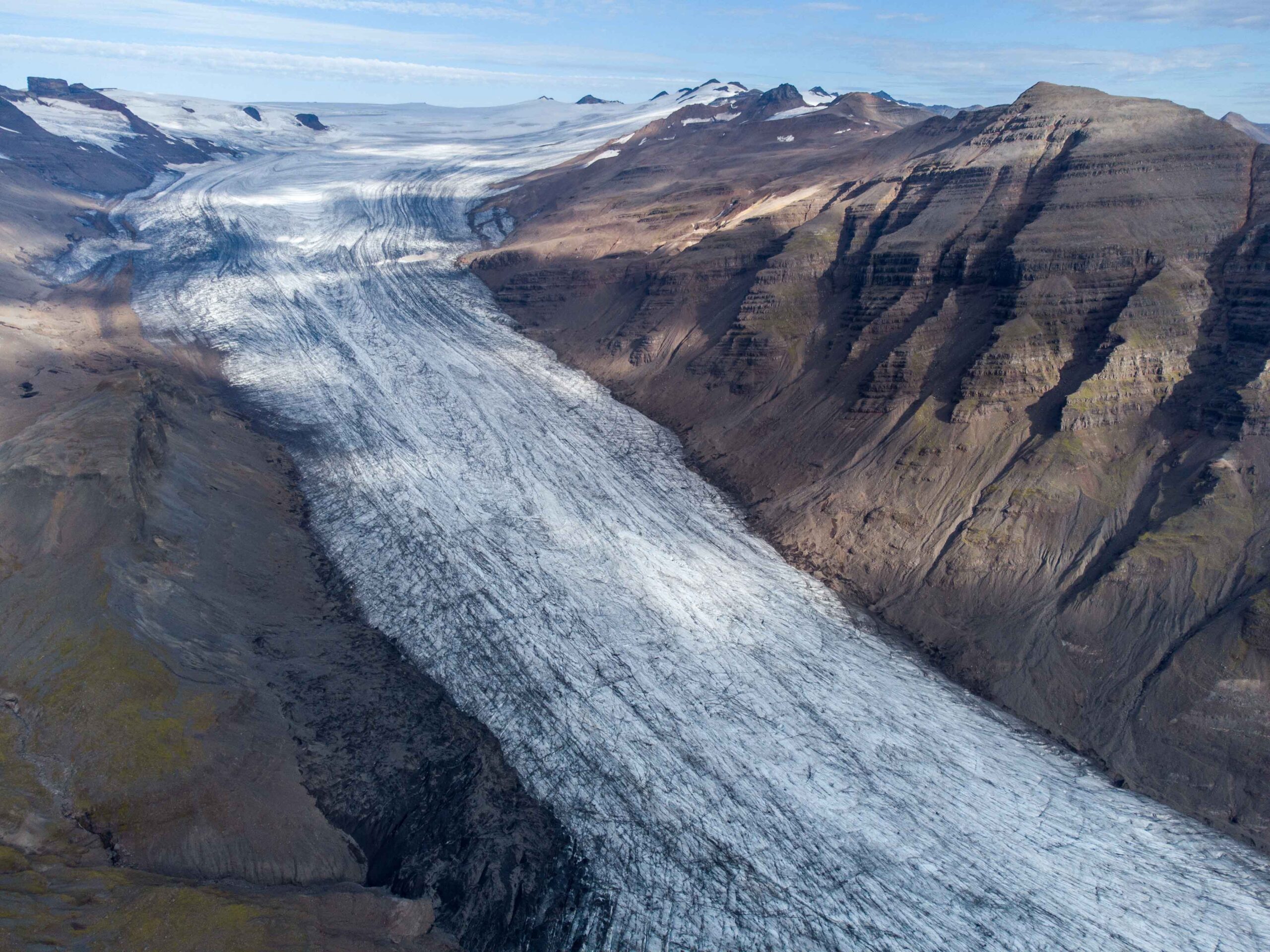 Luchtopname van de Lambatungnajökull, augustus 2023.
