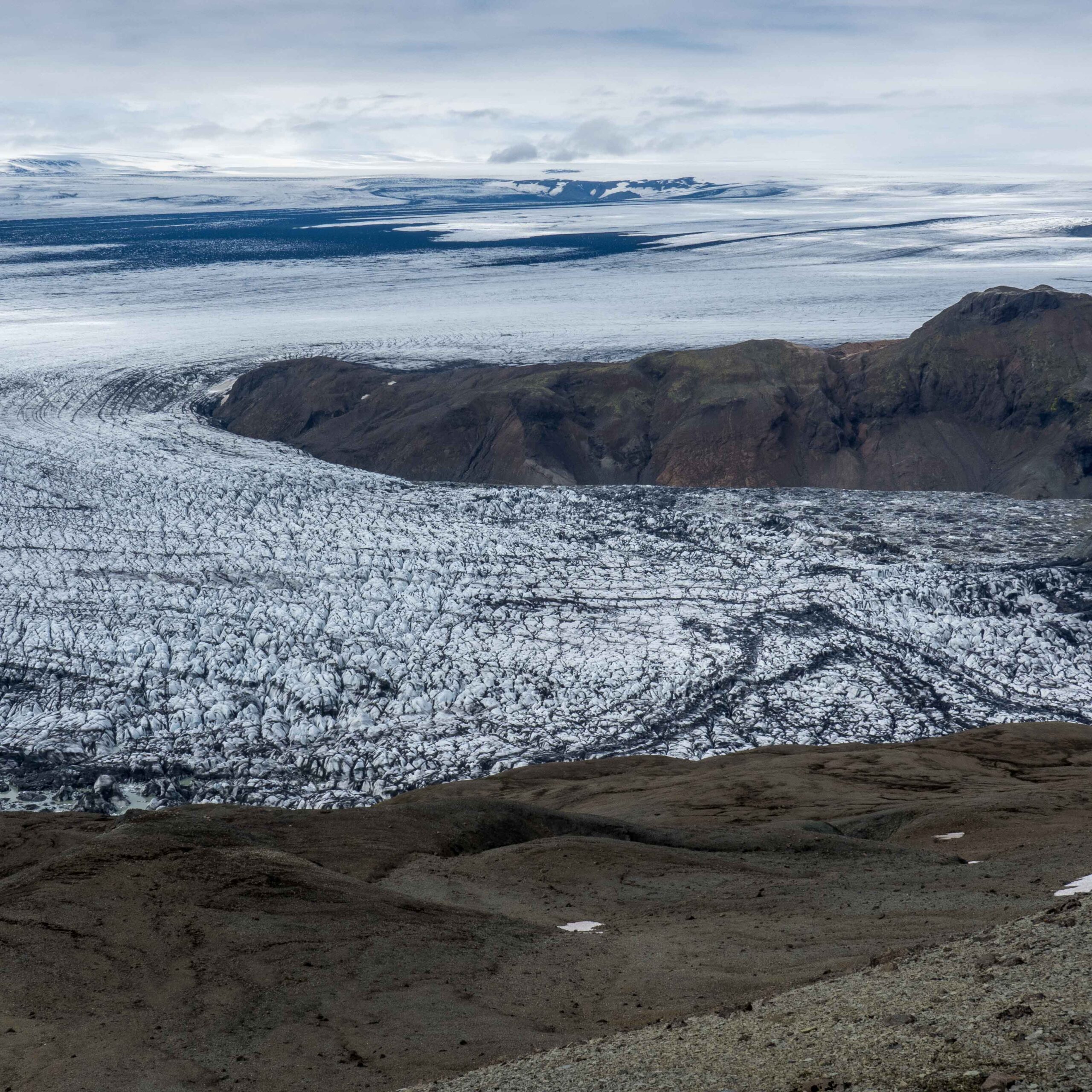 De zijtak van de Skeiðarárjökull in het Norðurdalur, juni 2023.