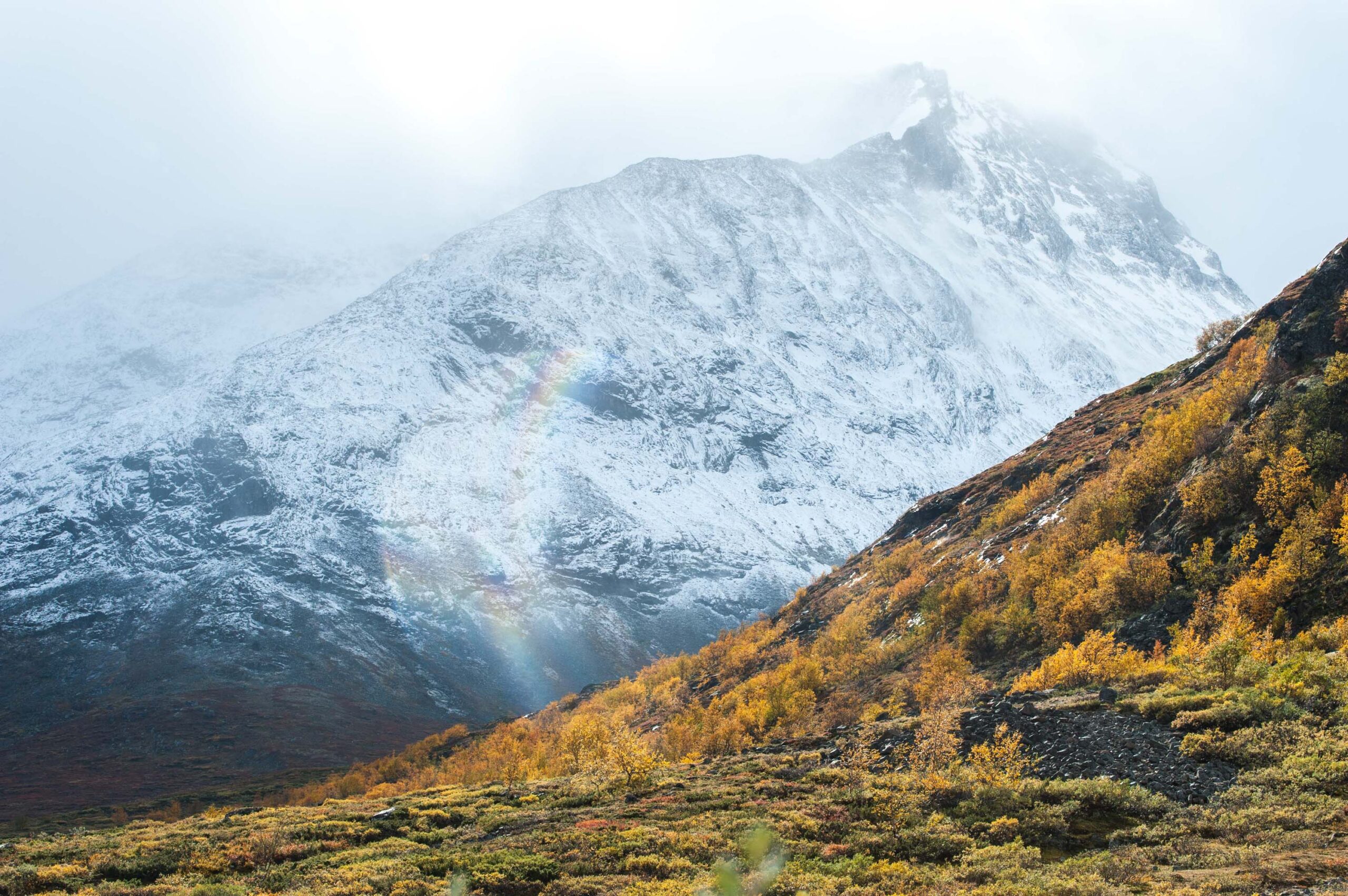 Sneeuwval in het Visdalen, midden-Jotunheimen.