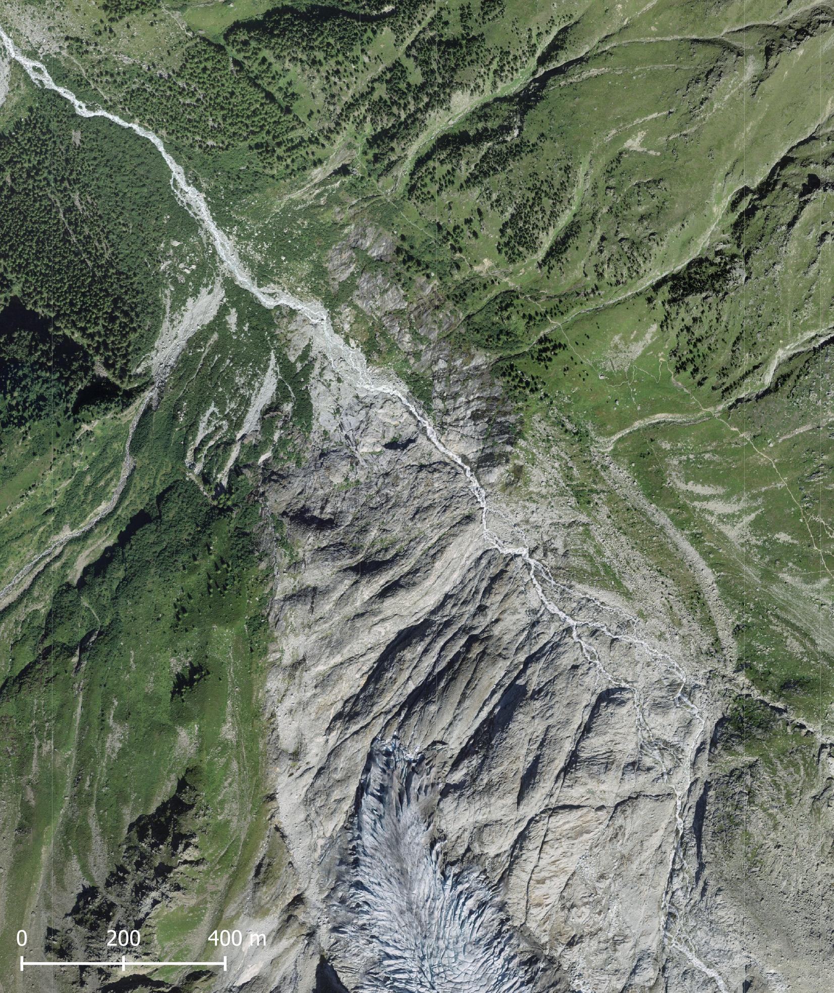 Glacier du Trient in 2020. Bron: siwsstopo Zeitreise.