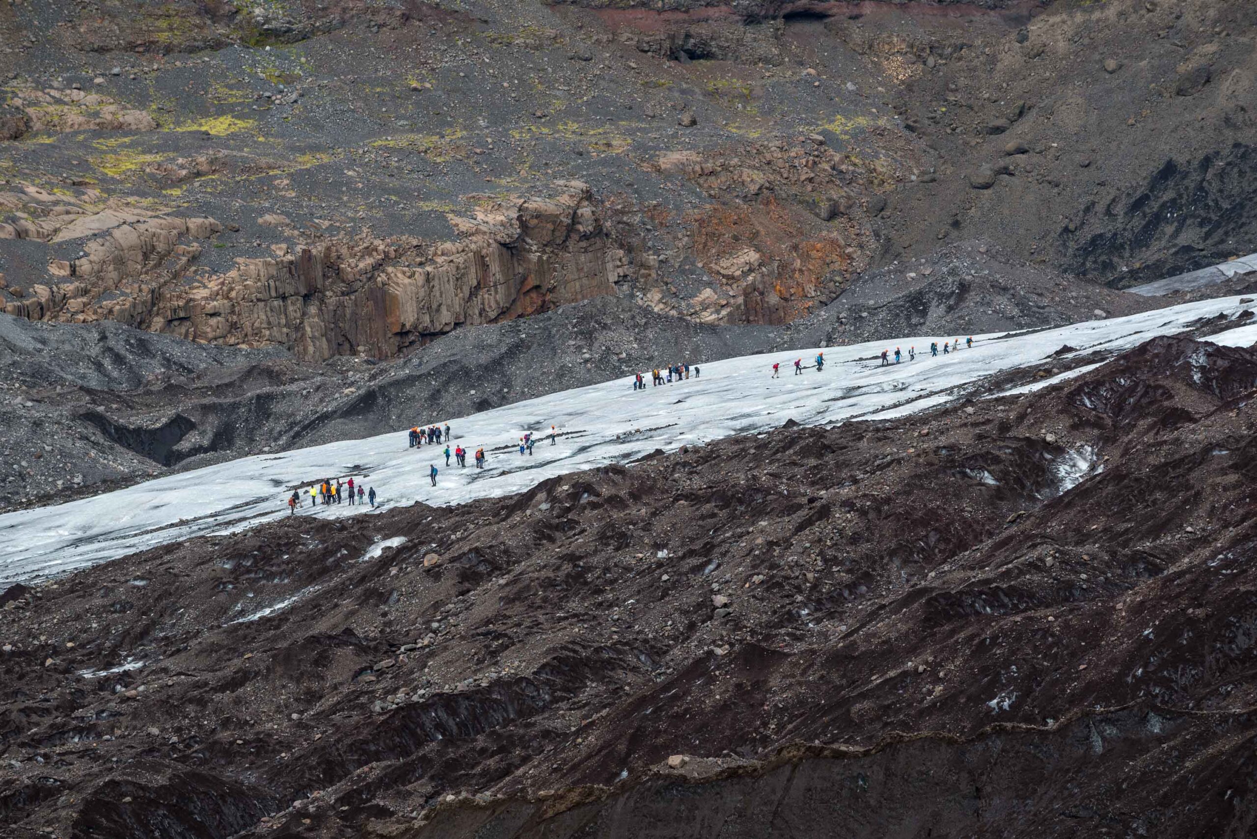 Many groups on Falljökull.