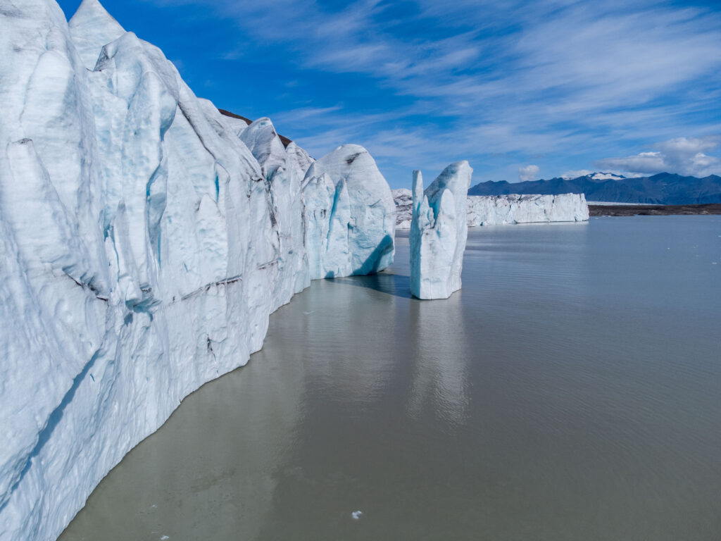 Kalvende rand van de Fjallsjökull, augustus 2023.