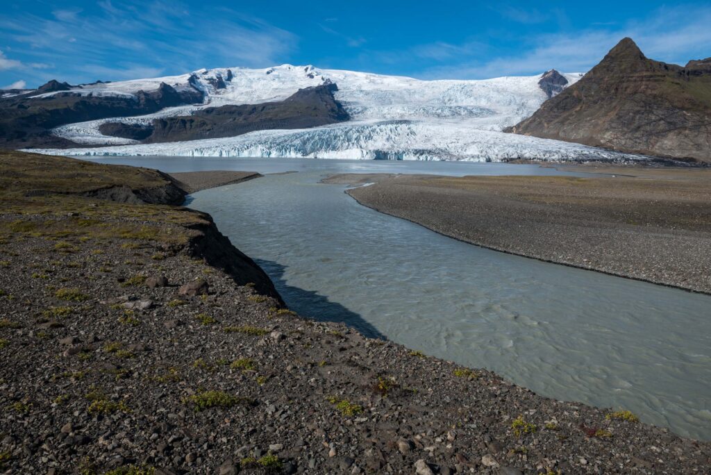 Monding van de Breiða in het Fjallsárlón, augustus 2023.