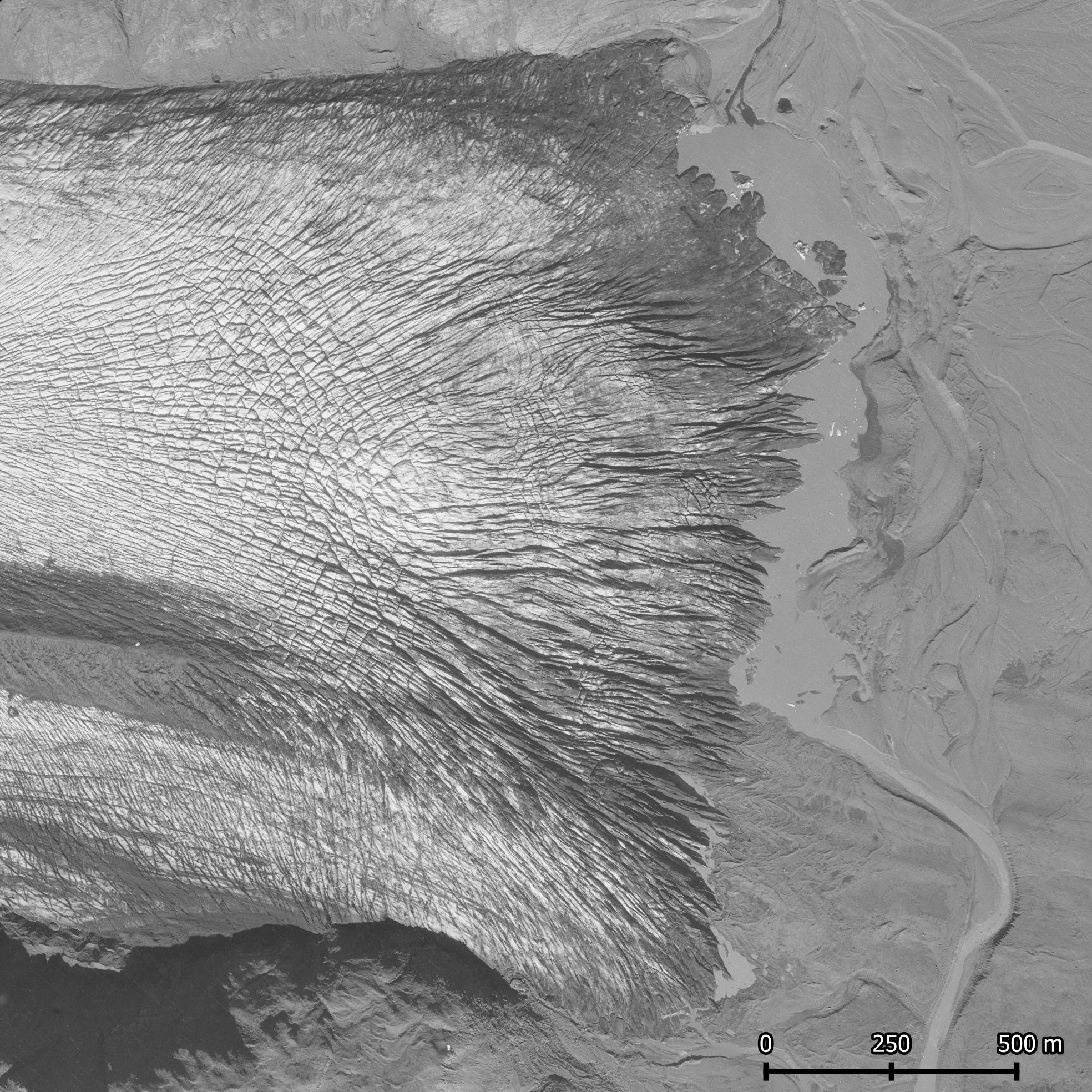 Orthophoto of Heinabergsjökull in 1954.