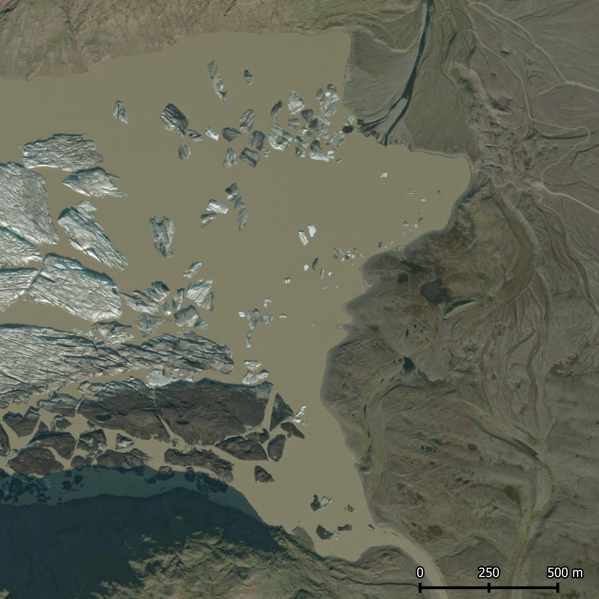 Satellite image of Heinabergsjökull in 2023.