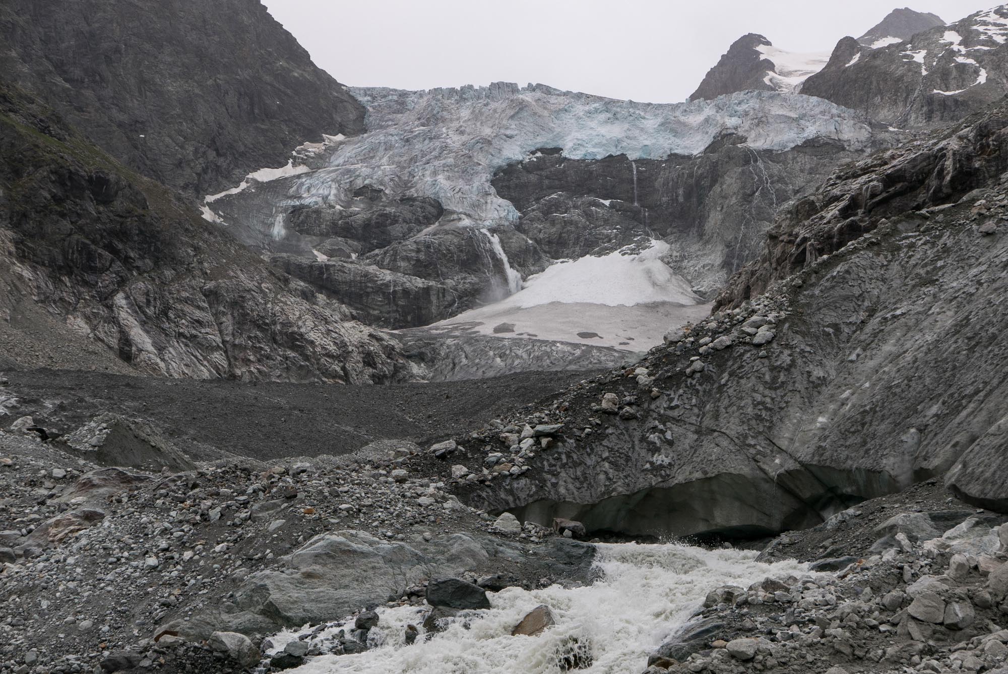 Ice avalanche of Mont Miné Glacier.