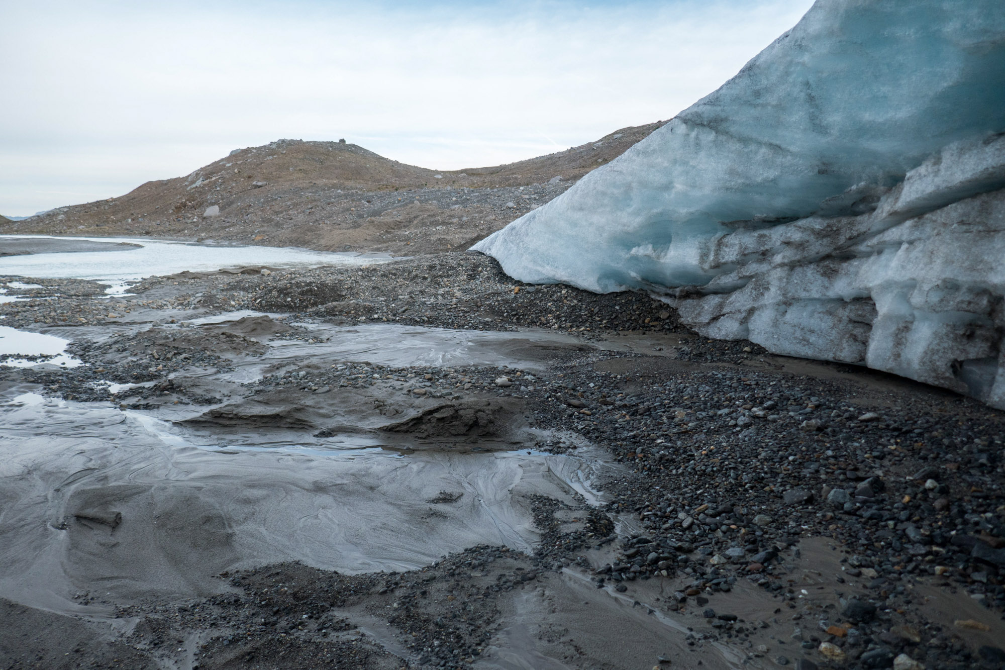 Recently deglaciated terrain directly in front of the snout.