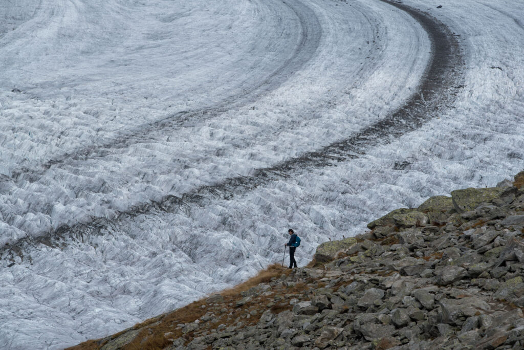 De Aletschgletscher wordt snel dunner.