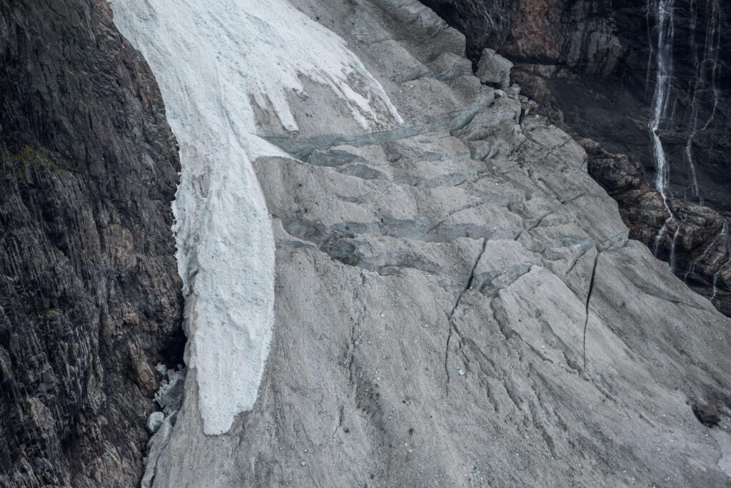 Avalanche cone of Brenndalsbreen.