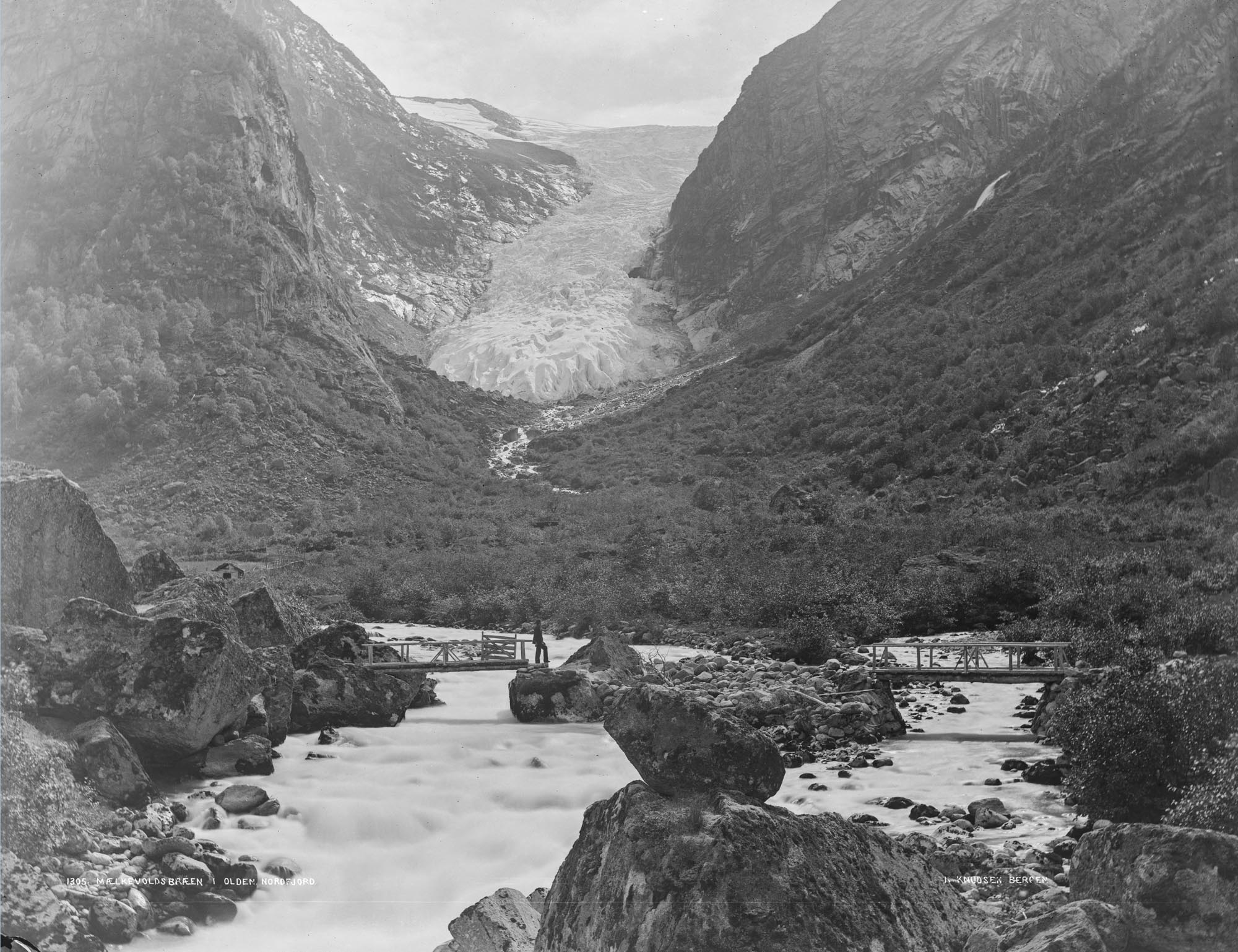 Melkevollbreen in 1888-1894 by Knud Knudsen, University of Bergen Library ubb-kk-2127-1305