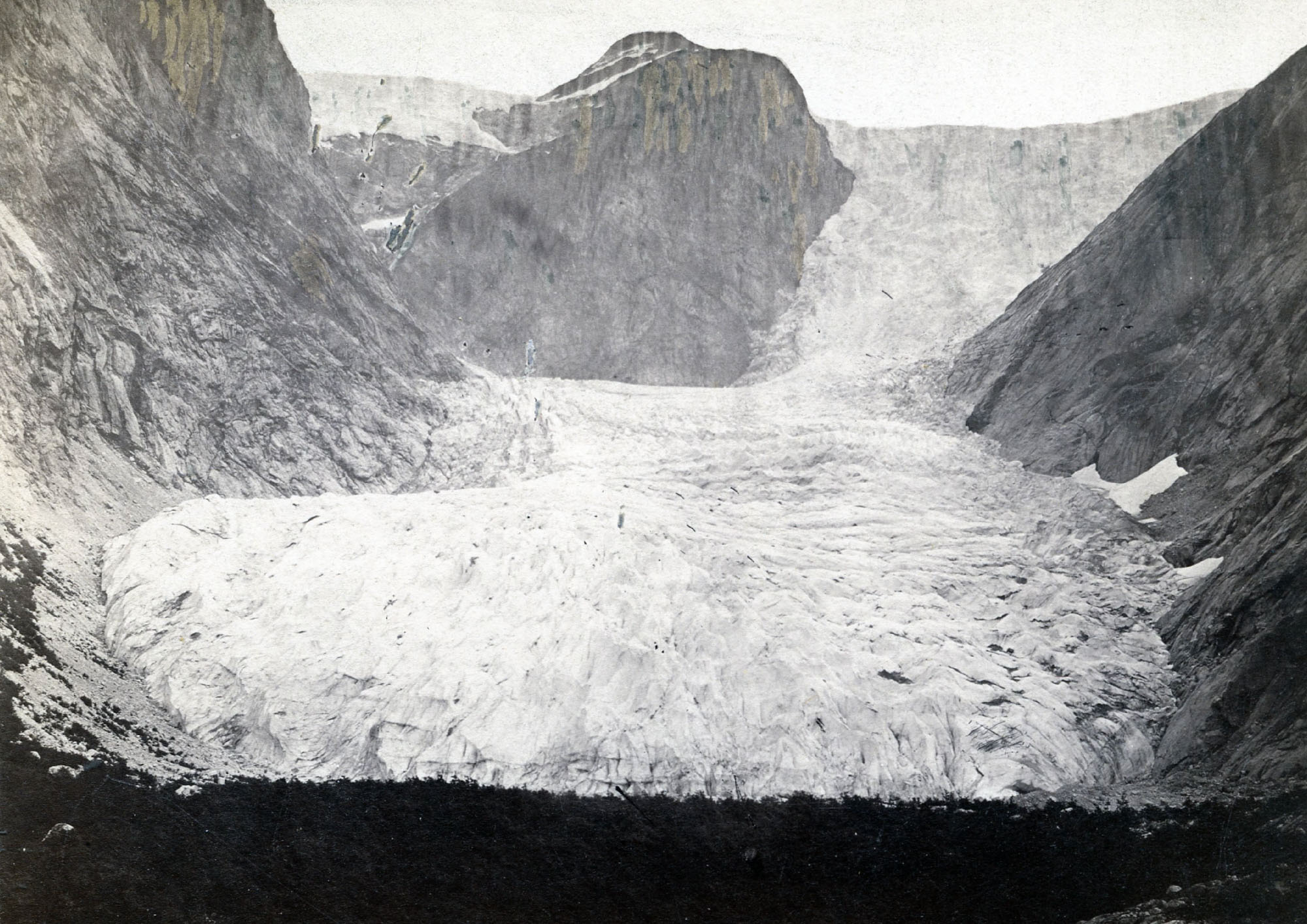 Brenndalsbreen in 1869 by Christen de Seue, Norges Geologisk Undersøkelse Fotoarkiv NGU001318.