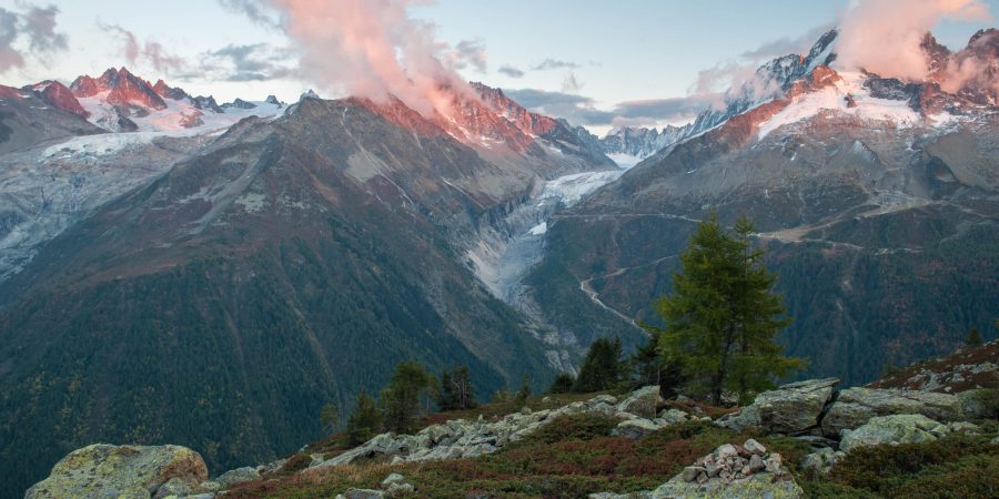 Glacier d'Argentière from Lacs des Chéserys.