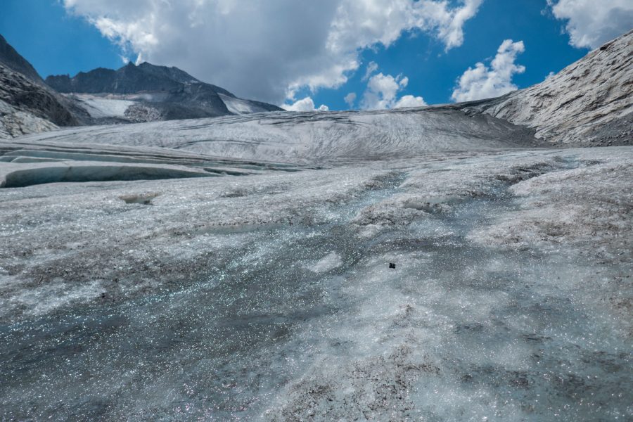 Melting surface of Adamello Glacier.