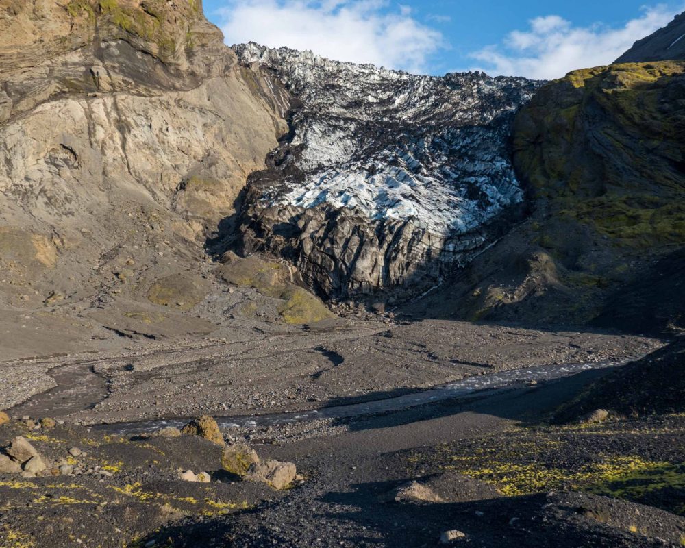 De Gígjökull komt weer beneden, juli 2023.