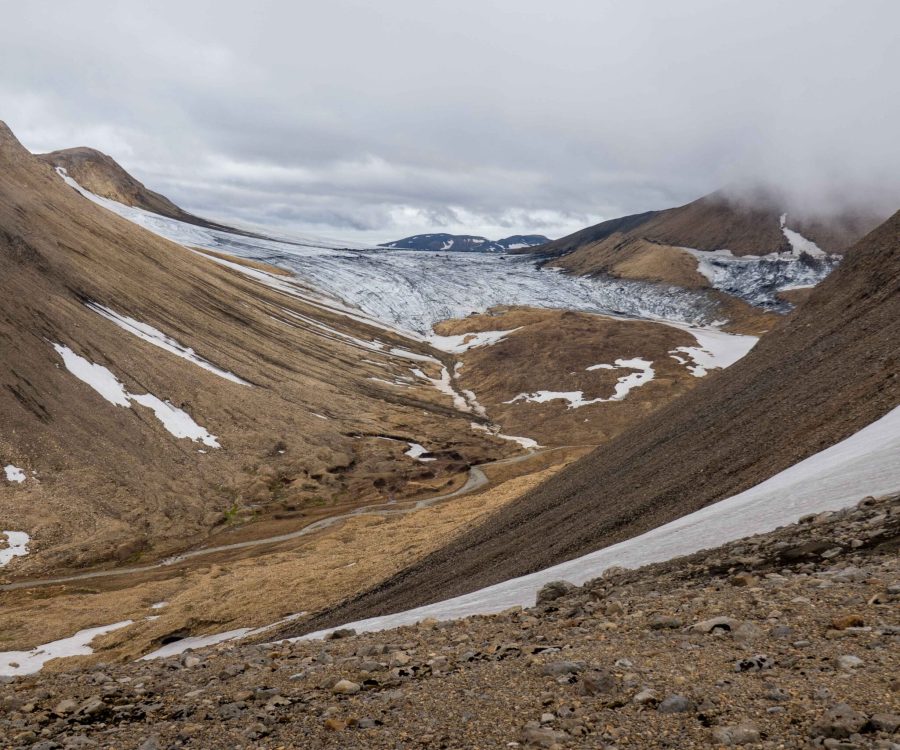 Wegkwijnende oostkant van de Torfajökull, juli 2023.