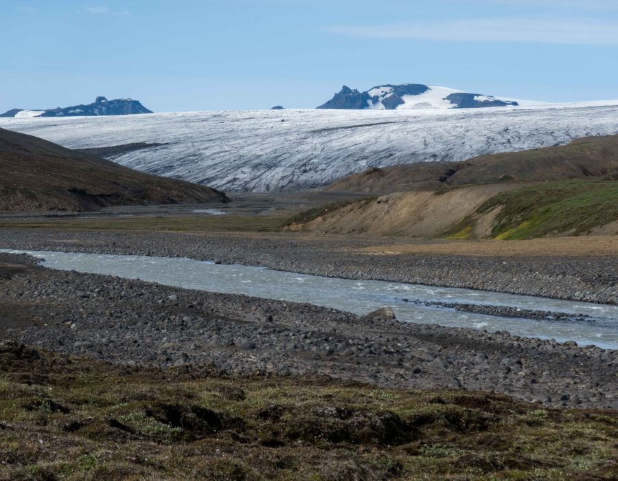 De Leiðarjökull vanaf de oever van de Fúlakvísl, juli 2023.