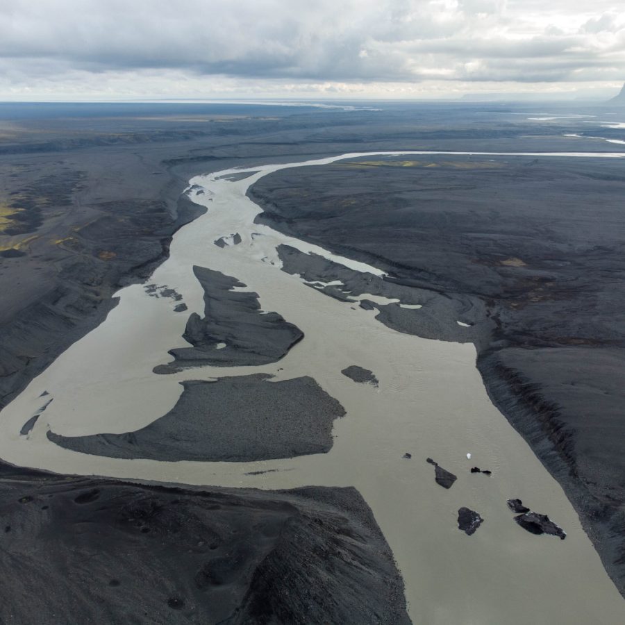 Onbegroeide vlaktes aan de zuidkant van de vatnajökull.