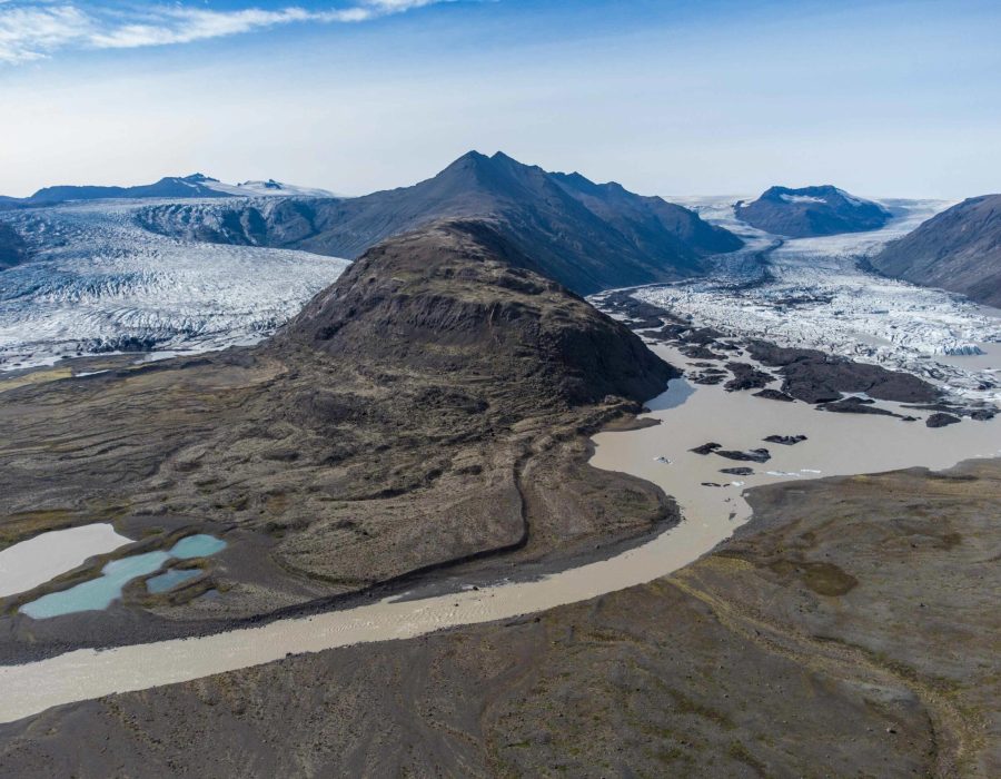 Dalgletsjers aan de zuidkant van Vatnajökull.