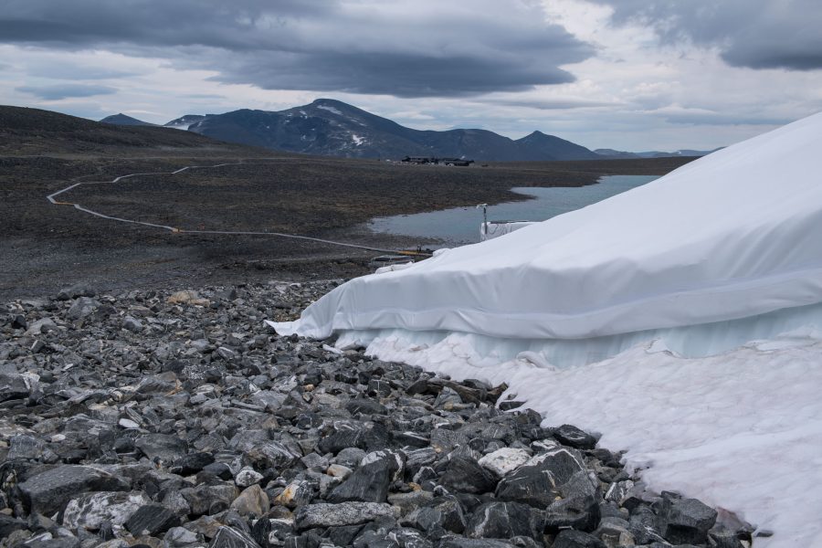 White canvases reflect the sun, thereby slowing down melt.