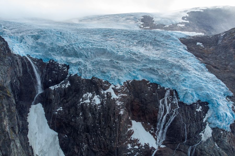 Brenndalsbreen's ice cliff.