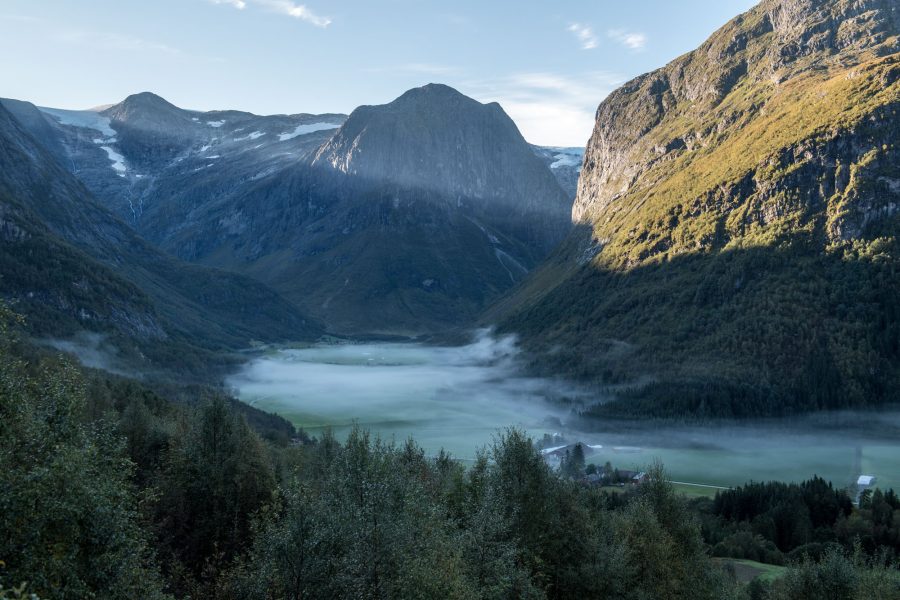 Stardalen on a misty morning.