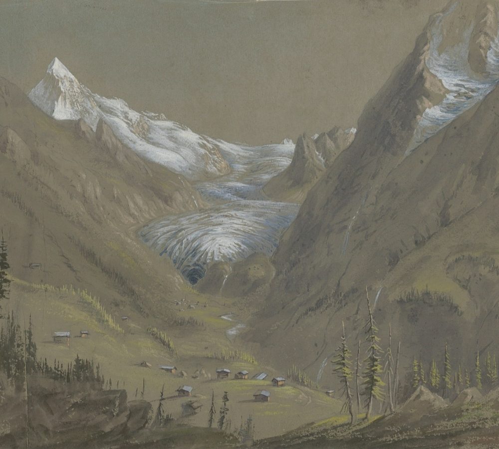 De Glacier de Ferpècle in 1835 door Johann Rudolf Buhlmann. Bron: Bibliotheek ETH Zürich grafische verzamelingen Z-377.